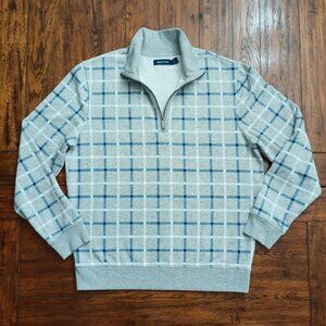 NAUTICA Men's Plaid Quarter-Zip Pullover Sweatshirt. Size L